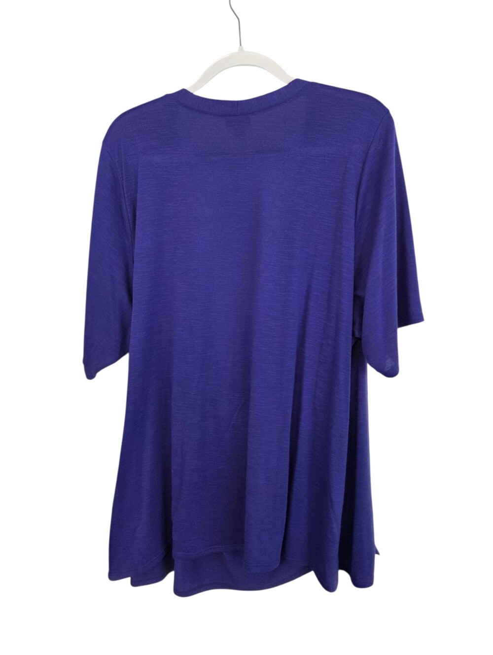Torrid Purple Faux Wrap V-Neck Short Sleeve Stretch Blouse Size 4 ~ Pre-Owned - Picture 6 of 13